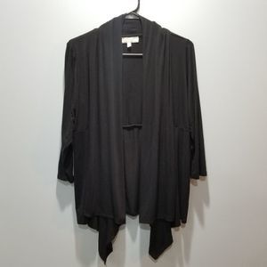 Pointelle Hi-Lo Black Open Front Cardigan P255